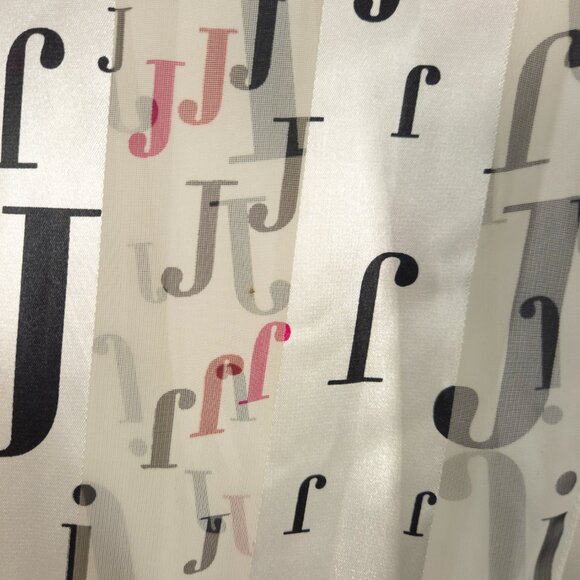 Vintage Novelty Print Alphabet Letter J Silky Sheer Scarf Made in Korea - Picture 3 of 7